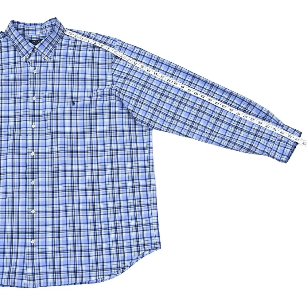 Polo‎ Ralph Lauren Shirt 2XB Mens Plaid Performance Long Sleeve Button Down Pony